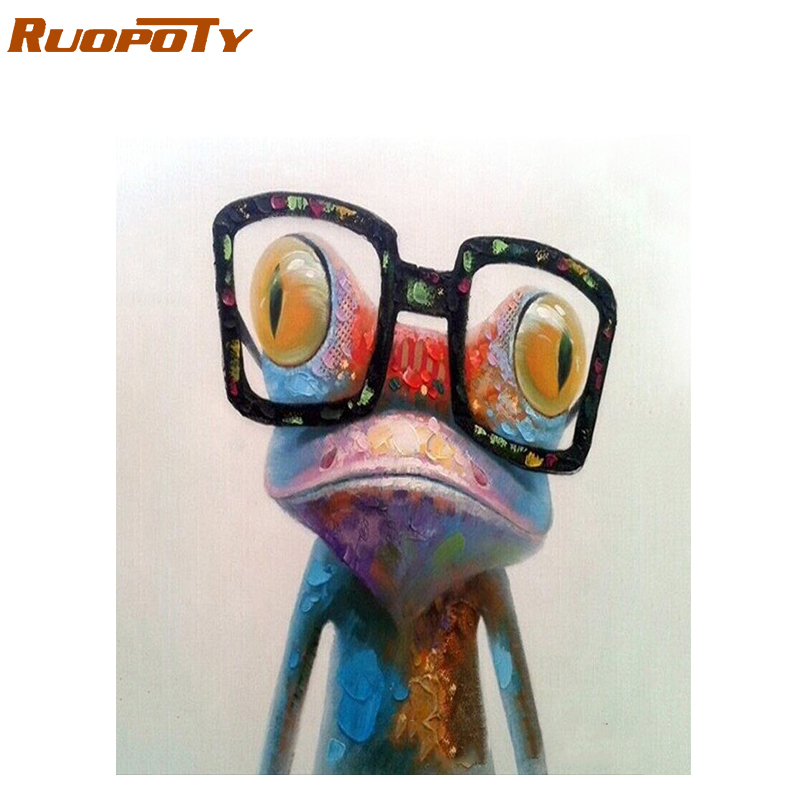 RUOPOTY diy frame Painting Frog Animals Painting By Numbers Acrylic Picture Hand Painted Oil Painting For Unique Gift 40x50CM