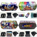 Anime Sonic Leather Canvas Pencil Bags Cute Cartoon Double Zipper Organizer Purse Student Stationery Cosmetic Bags Cases Gifts