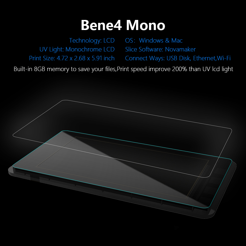 принтер NOVA3D Bene4 MONO 3d Printer 6' Monochrome Screen 2K Metal 3d Printer Kit DIY MSLA Resin 3d Drucker WLAN/Offline