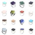 Natural Stone Rectangle Ring Gemstone Handmade Wedding Ring Crystal Wedding Rings for Women Anniversary