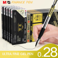 M&G 12pcs/lot 0.2mm/0.28mm Ultra Fine Finance Gel Pen 0.3/0.38/0.5/0.7/1.0mm black ink refill gelpen school office supplies pens