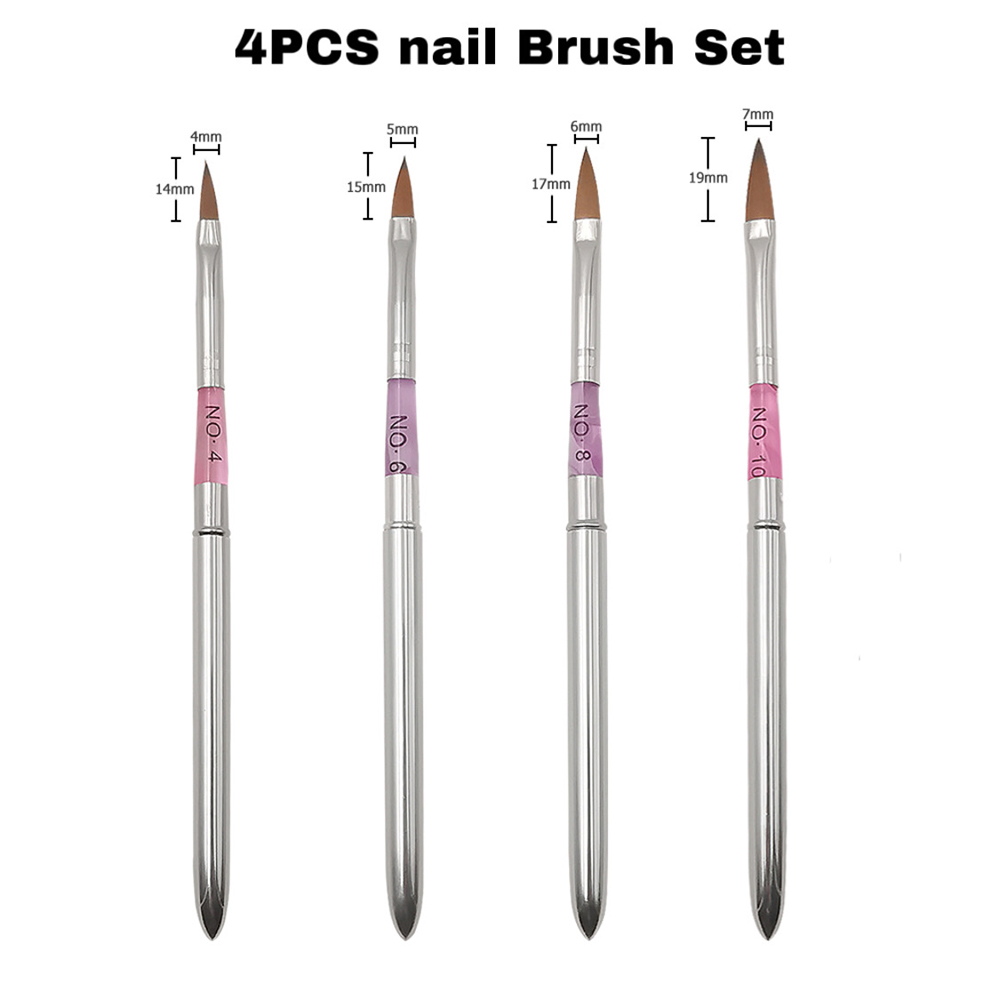 Acrylic Nail Brush Crimped 100% Kolinsky Sable Poly Nail Gel Brush Manicure Brush Round Pink Nail Brush
