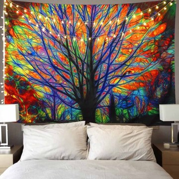 Psychedelic Fantasy Tree Tapestry Wall Hanging Hippie Wall Tapestry Dorm Decor Colorful Wall Carpets Trippy Tapestry Bedspread