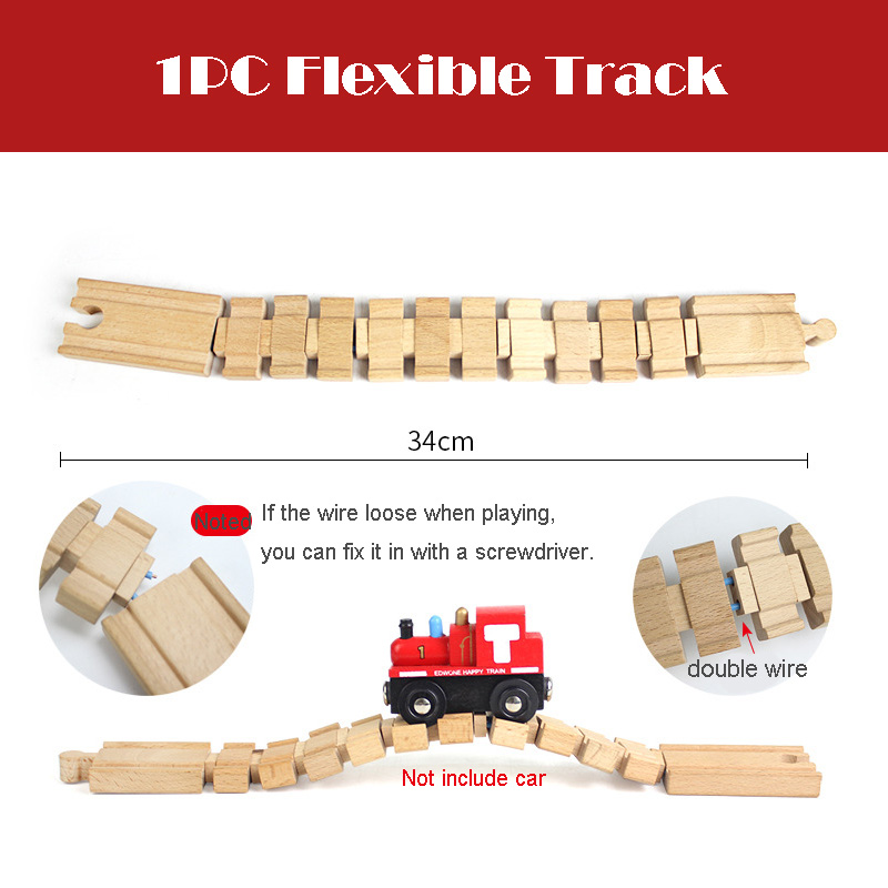 New All Kinds Wooden Track Parts Beech Wooden Railway Train Track Accessories Fit with All Brands Wood Tracks Toys for Kids