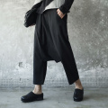 [EAM]2021 New Spring Solid Color High Elastic Waist Black Losoe Knitting Split Joint Cross Pants Women Trousers Fashion Tide JE8