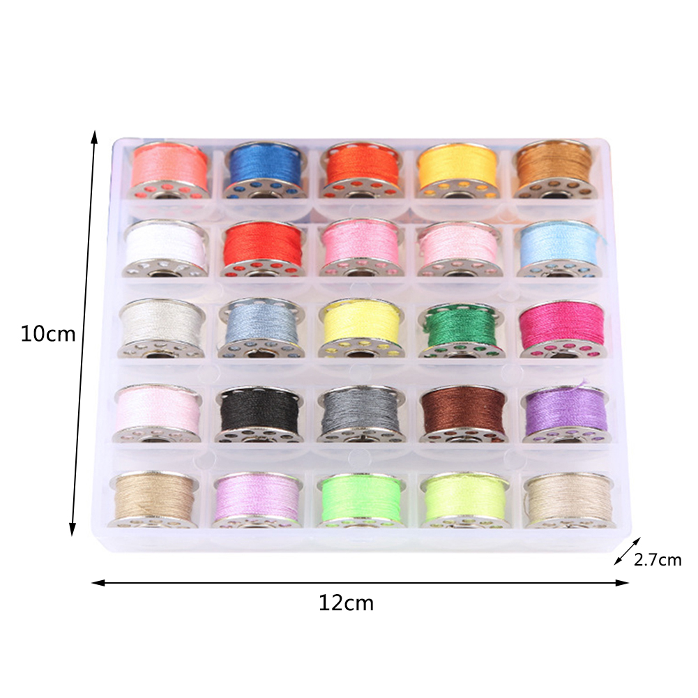 25pcs/box Sewing Thread Kit for Sewing Machine Reel Bobbin Line Shuttle Core DIY Apparel Embroidery Supplies