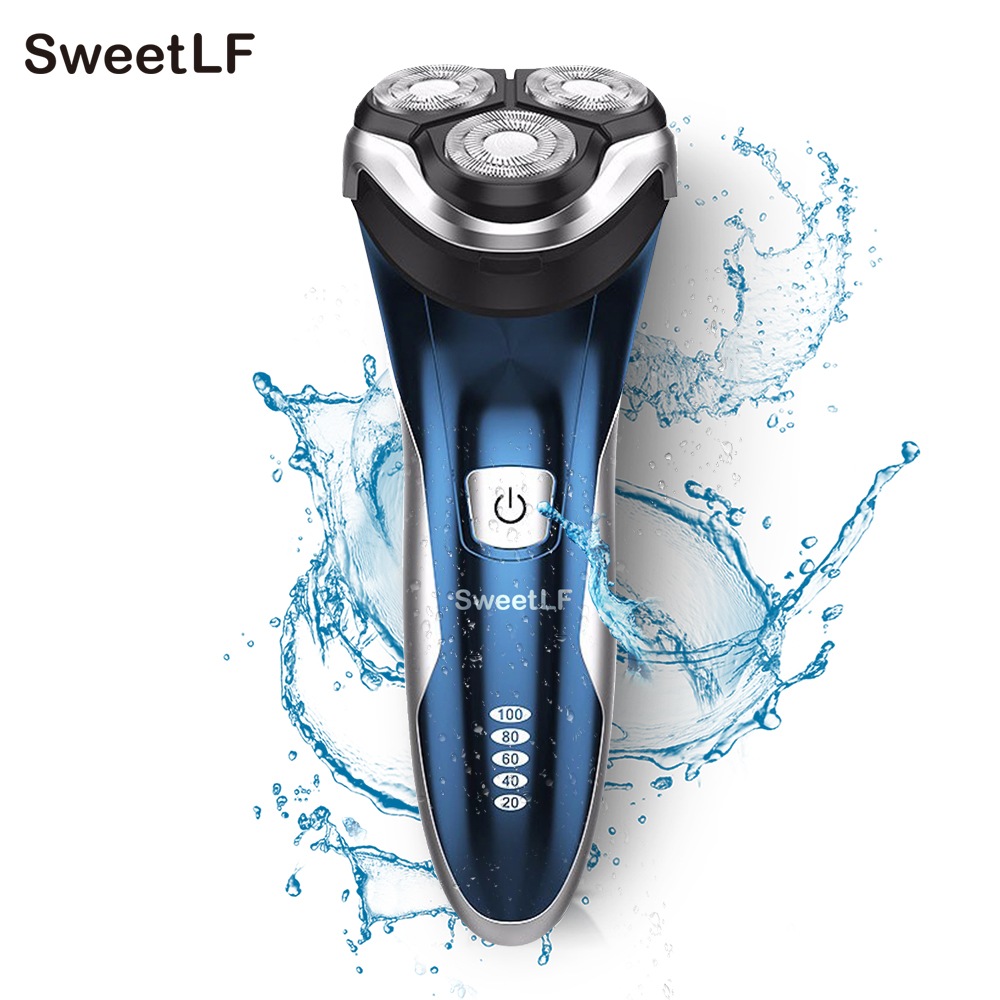 SweetLF Rechargeable Electric Shaver Men Wet & Dry 3D Triple Floating Blade Heads Shaving Razors Face Care Beard Trimmer Machine