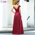 Burgundy Prom Dresses Ever Pretty EP00651BD A-Line Ruched Double V-Neck Cap Sleeve Elegant Satin Party Gowns Vestido Longo 2020