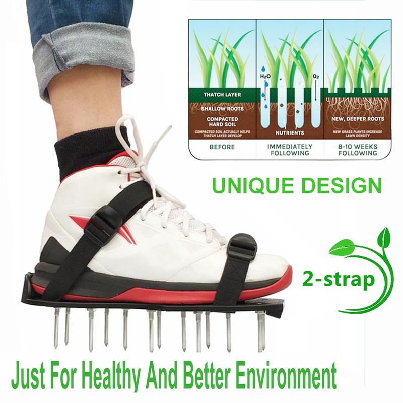 Lawn Aerator Shoes New Arrival With 4 Shoelace Garden Yard Grass Cultivator Scarification Nail Tool