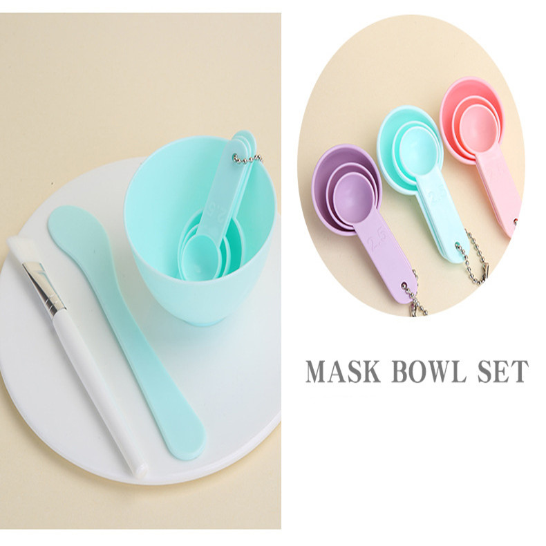6pcs/set Face Mask Bowl Brush Stick Spoon Set Makeup Random Color Durable Plastic DIY Face Mask Facial Skin Care Cosmetic Tools