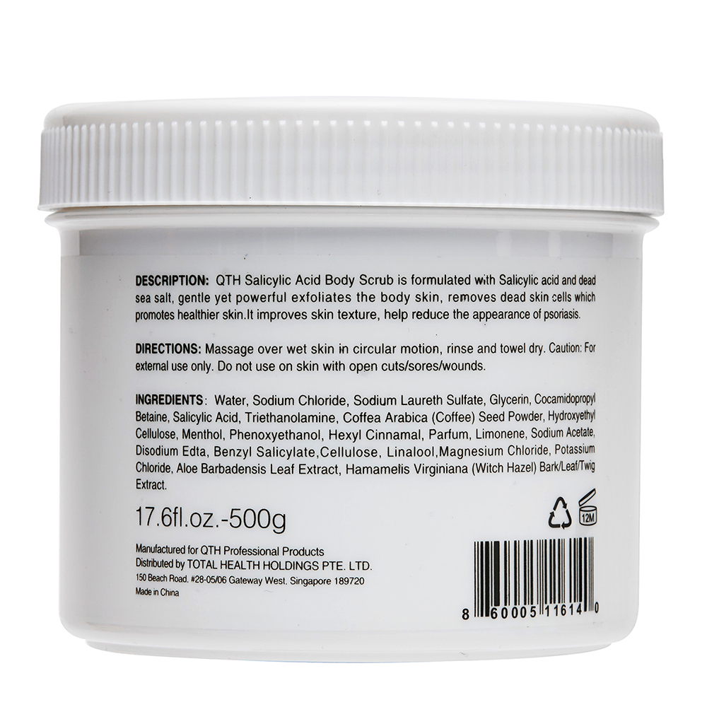 QTH Body Scrub Salicylic Acid&Dead Sea Salt Treatment For Psoriasis Anti-itching And Emollient&Exfoliating Scrub 17.6 oz Bottle