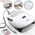140W 3 IN 1 Nail Lamp Dryer Electric Nail Drill Machine With Nail Dust Suction Collector Vacuum Cleaner Nail Art Equipment