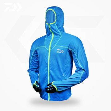 Daiwa Jacket For Fishing Hooded Men Uv Protection Face Neck Quick-Drying Windproof Riding Sports Wear Anti-UV Fishing Shirts