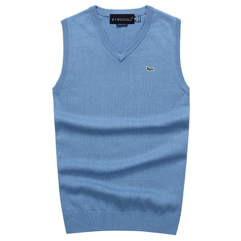 100% Cotton High Quality Autumn Winter Mens V-Neck Knitted Vest Casual Sleeveless Mens Sweaters Fashion Brand Male Tops M-3XL