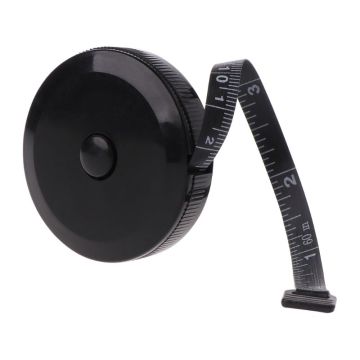 Black 1.5m / 60 inch double-sided tape measure, retractable tool, automatic, flexible abs, mini sewing measurement tape