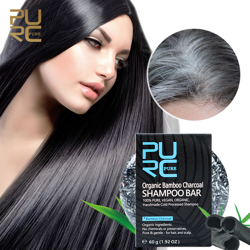 Gray White Hair Color Dye Treatment Bamboo Charcoal Clean Detox Soap Bar Black Hair Shampoo Shiny Hair & Scalp Treatment