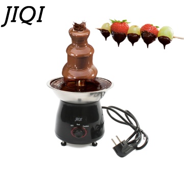 JIQI DIY 3 tiers Chocolate Fountains Mini Stainless steel Chocolate Melt Heating Fondue Waterfall Machine Wedding Birthday Party