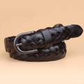 Knitted Belt Women Good Pin Buckle Female Strap Genuine leather Desgin Fashion Lady Braided Belts Handwork Belt Black Color