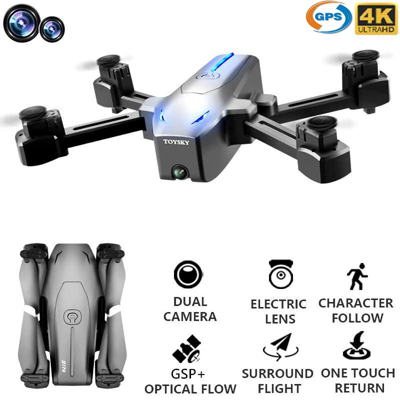 Foldable Drone Profissional Double GPS Quadcopter WIFI FPV 4K HD Dual Camera Smart Optical Flow Follow me Selfie Helicopter