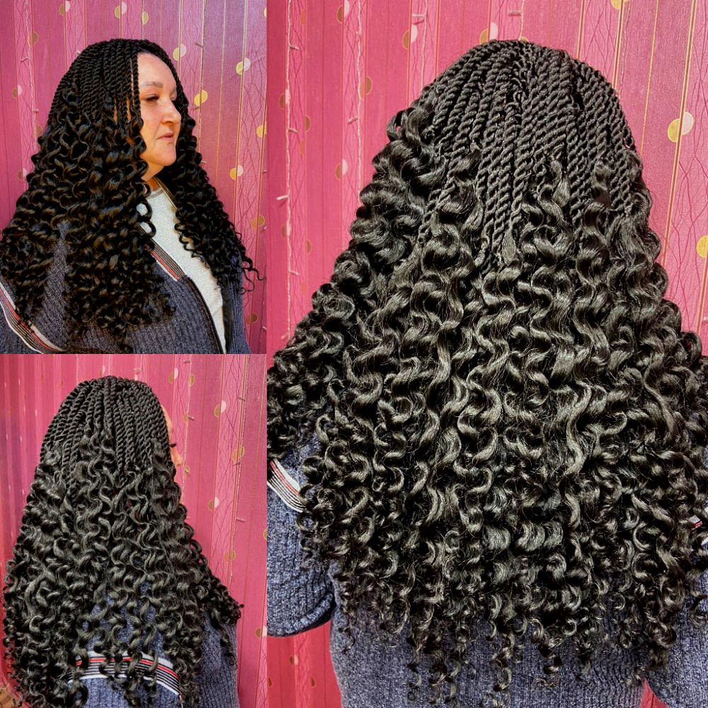 Full Star 18" Ombre Senegalese Twist Crochet Braids with curly ends Synthetic Braiding Hair Pre Looped Crochet Hair Extensions