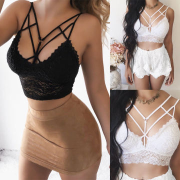Women Sexy Hot Bras Lingerie Bandage Hollow Out Ladies Lace Tank Top Vest Sleeveless Summer Underwear Intimates Brassiere Top