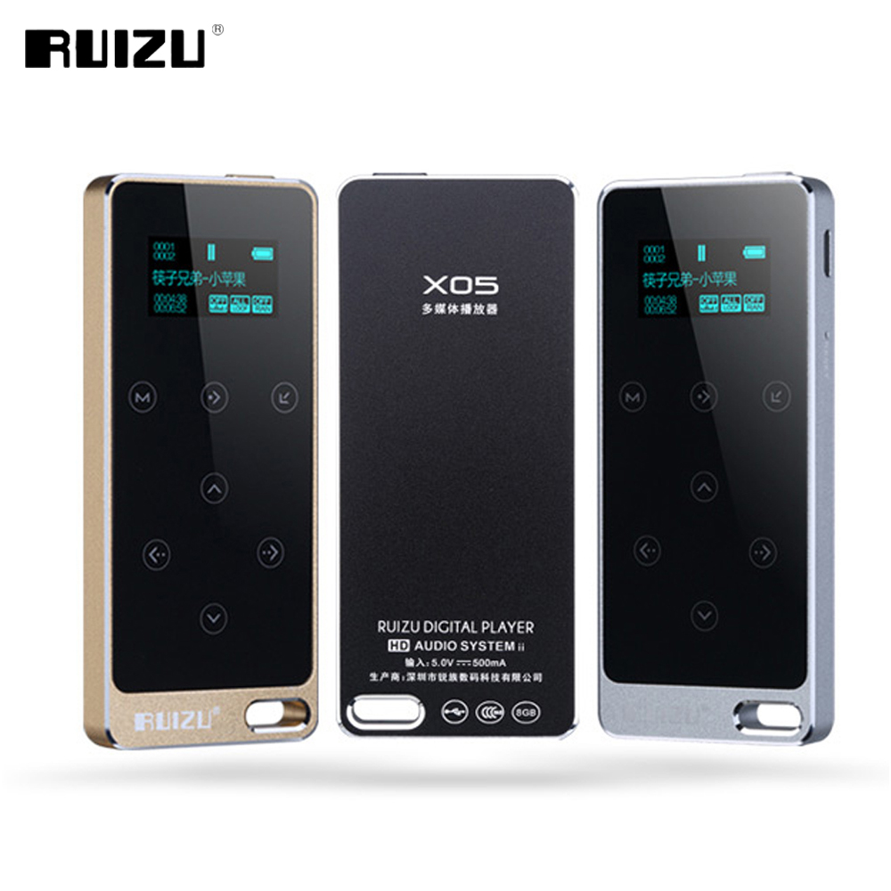 Original RUIZU X05 HIFI 8GB MP3 Player Recorder 8GB Touch Button Lossless Sound Support FM,E-Book Recording Sport Music Player
