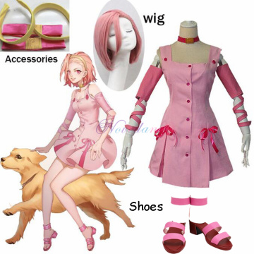 JoJo Bizarre Adventure Anime Reimi Sugimoto Cosplay Costume Pink Dress+Shoes+Hair For Halloween Carnival Party Crossdressing