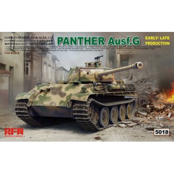 Rye Field 5018 1:35 German Panther Ausf.G Early/Late Production Medium Tank Display Toy Plastic Assembly Building Model Kit