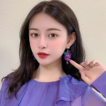 LATS Korean Purple Fashion Fresh Dangle Earring 2020 Flowers Butterfly Round Heart Grape Earrings for Women Brincos Cute Jewelry