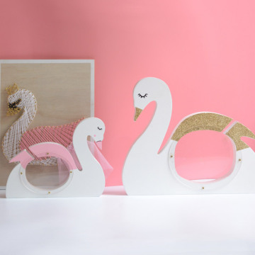 Pink Gold Girl Heart Wooden Swan Saving Pot Ornaments Creative Gifts Friend Birthday Present Animal Piggy bank money box display