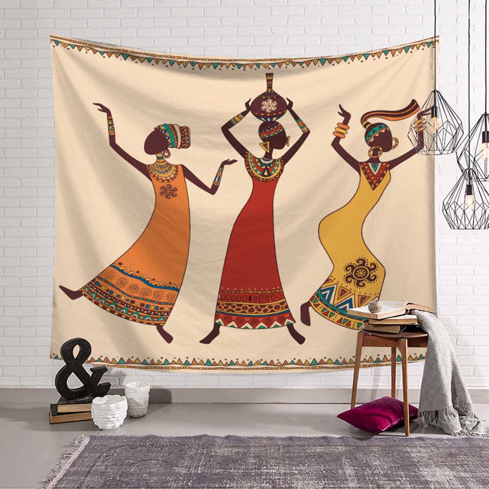 Hippie Decor Tapestry African Woman Wall Hanging Tapestry Polyester Blanket Art Wall Carpet Home Background Decorative Yoga Mat