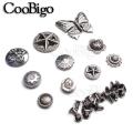 5sets Pewter Punk Studs Rivet Spikes DIY Leather Rock Garment Shoe Bag Pets Collar Craft Parts butterfly Star Shield