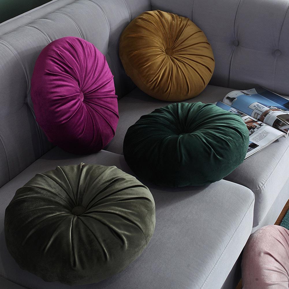 European Seat Cushion Round Seat Cushion Velvet Fabric Solid Color Back Cushion Sofa Pillow Bed Pillow Home Decoration