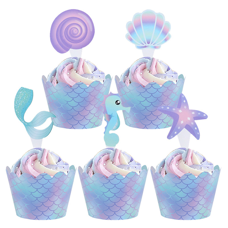 Mermaid Birthday Party Decorations 3-tier Paper Cake Stand Under the Sea Girl Birthday Party Supplies Wedding Decor Baby Shower