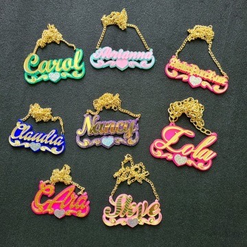 Child's Custom Baby Name Necklaces Women Kids Gifts Personalized Nameplates Acrylic laser Cut Jewrlry