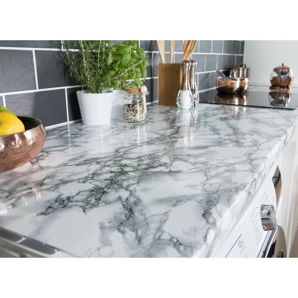 SUNICE Marble Grain Sticker Self Adhesive PVC Film Waterproof Wall Paper Decor Furniture Kitchen Table 60cm x 50cm Protection