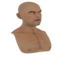 KnowU Silicone Male Mask with Chest Hair Eyebrows Open Mouth Headgear Cosplay Crossdress