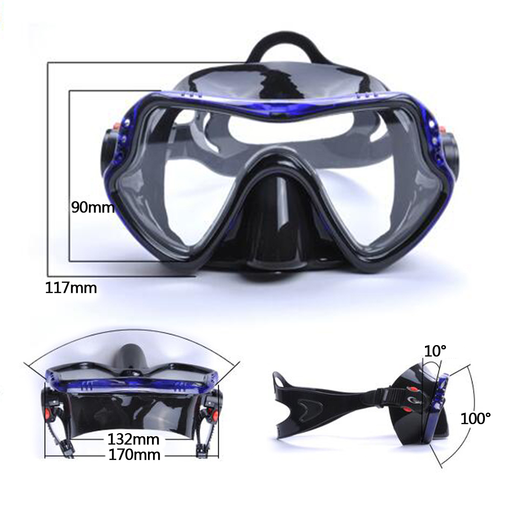 YFXcreate Professional Anti-Fog Scuba Diving Goggles Mask / Easy Breath Tube Snorkel / 2 Sizes Fins with Adjustable Heel