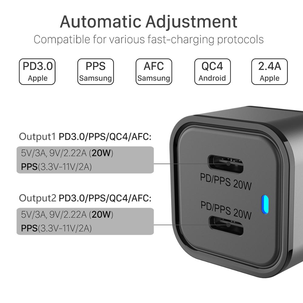 WOTOBE 40W Car Charger PD3.0 PPS 20W Quick Charge 4+ QC4.0 QC3.0 SCP 5A Type C Fast Car USB Charger For Xiaomi Mobile Phone 12