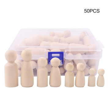 50pcs Boy and girl Wooden Peg Dolls Unpainted Figures DIY Arts Crafts supplies kids baby toys Christmas home decorations