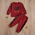 Kid Baby Girl Sequined Top Hoodie, Lace-up Pants, Round Collar Long Sleeves Heart Patchwork Top Side Pocket Jogger Trousers 1-6Y
