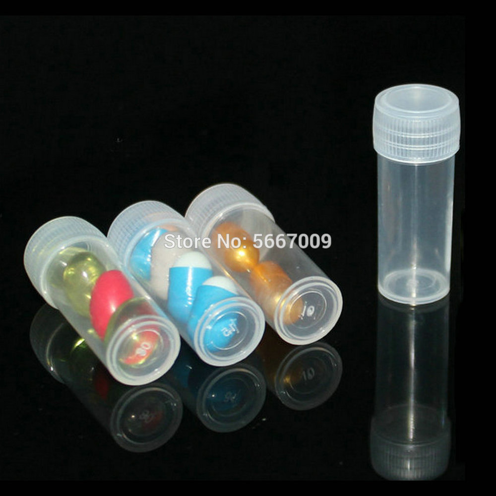 50Pcs Lab Plastic 5ml Sample Bottle Small Vial Medicine Pill Powder Capsule Storage Container
