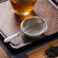 Vintage Tea Strainer Stainless Steel Dual Mesh Tea Strainer Filter Ceramic Handle Loose Leaf Tea Infuser Gongfu Tea Accessories