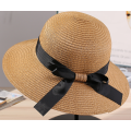 Big Brim Satin Butterfly Women Paper Straw Hat