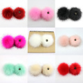 10cm Coloful Foxes Fur Pompom For Women Hat Fur Pom Poms for Hats Caps Big Natural Raccoon for Knitted Hat Cap