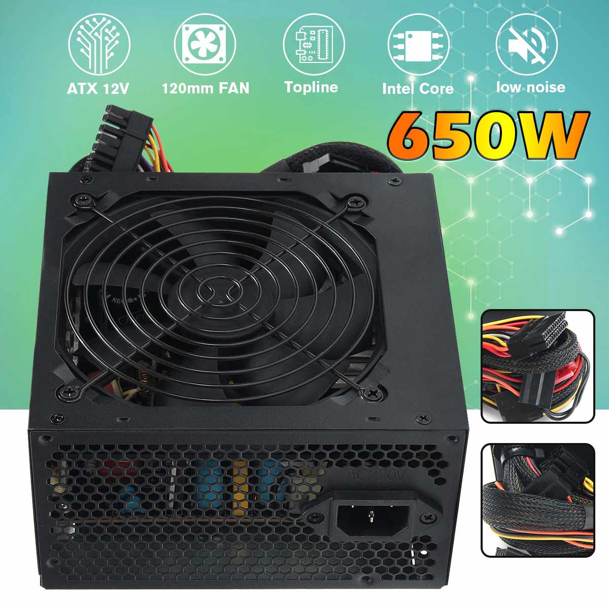 650W 220V PC Power Supply 12cm Hyfraulic Bearing Fan Computer Power Supply for Intel AMD PC 12V ATX SLI PCI-E 24pin Gaming