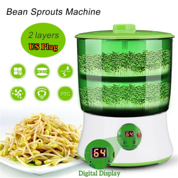 Digital Bean Sprouts Machine Maker 2 Layers 110V US Automatic Electric DIY Germinator Seed Vegetable Seedling Growth Nursery Pot