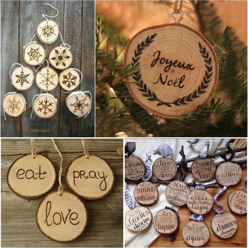 30pcs 3-4CM Wood Log Slices Discs For DIY Crafts Wedding Centerpieces DIY Handmade Round Wood Chips