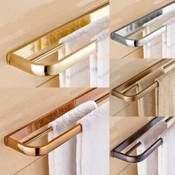 Chrome/Gold/Rose Golden/Antique/ Black Brass Wall Mounted Towel Rack Bathroom Double Towel Bar Towel Shelf Bathroom Accessories