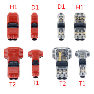 5PCS H T type 1Pin 2Pin Scotch Lock Quick Splice Wire Connectors for Terminals Crimp Electrical Car Audio 24-18AWG Wire Set